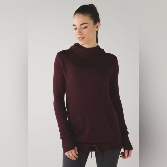 Cashmere Blend Lululemon Sweet Savasana Pullover Hoodie Sweater Size 4 Burgundy - Picture 1 of 11